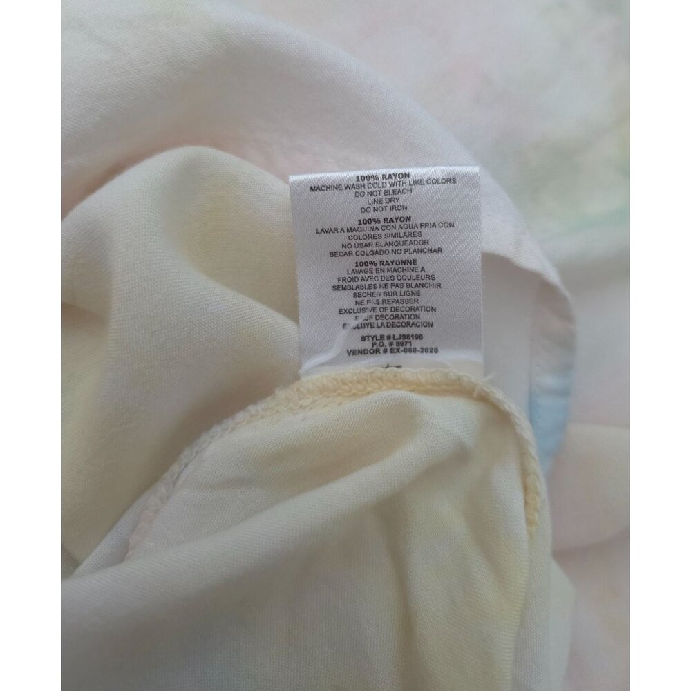 Kiwi + Punch Strapless Pastel Tie-Dye Wide-Leg Rayon Jumpsuit Smocked Bodice Sz - Picture 5 of 5